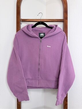 Roots Purple Violet Full Zip Fleece CloudHoodie Organic Cotton Logo Sweatshirt M